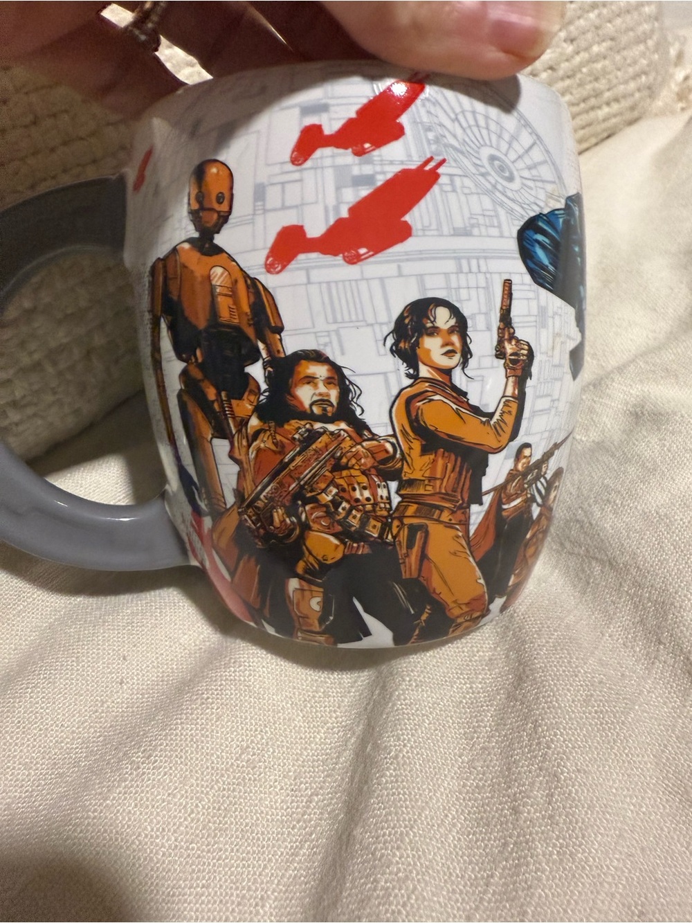 Disney Store Star Wars Rogue One 16 oz Mug Jyn Erso Cassian Andor K-2SO